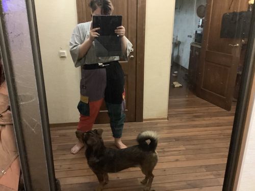 Customer photo review of NEV Patchwork Color Block Corduroy Pants