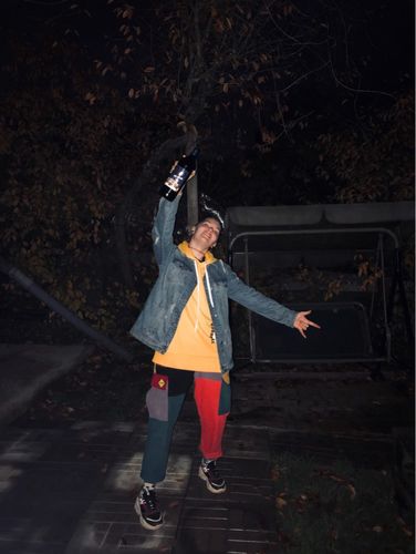 Customer photo review of NEV Patchwork Color Block Corduroy Pants