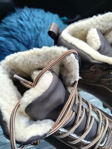 Customer photo review of Handmade Genuine Leather Fur Snow Boots