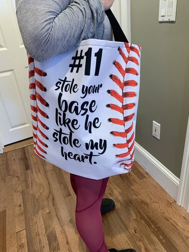 Customer photo review of Personalized Baseball/Softball Edition Tote
