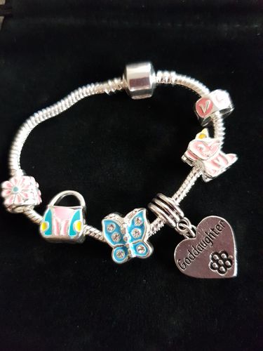Customer photo review of Silver Plated Goddaughter Heart Drop Charm