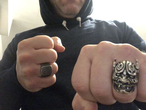Customer photo review of STUDDED PUNK CUBE RING