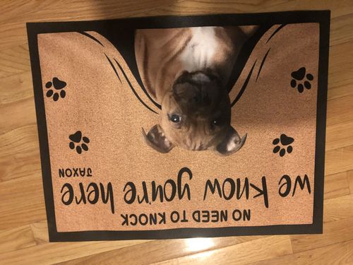 Customer photo review of Custom Dog Doormat