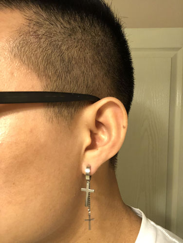 Customer photo review of Mister Double Cross Earring