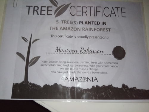Customer photo review of 4Amazonia Certificate (Plants 4 Trees)