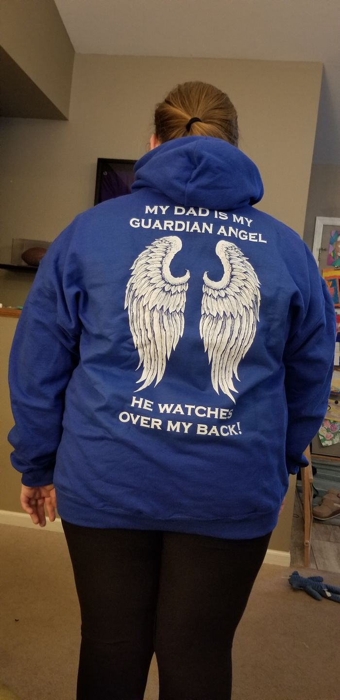 Customer photo review of My Dad Is My Guardian Angel Hoodie