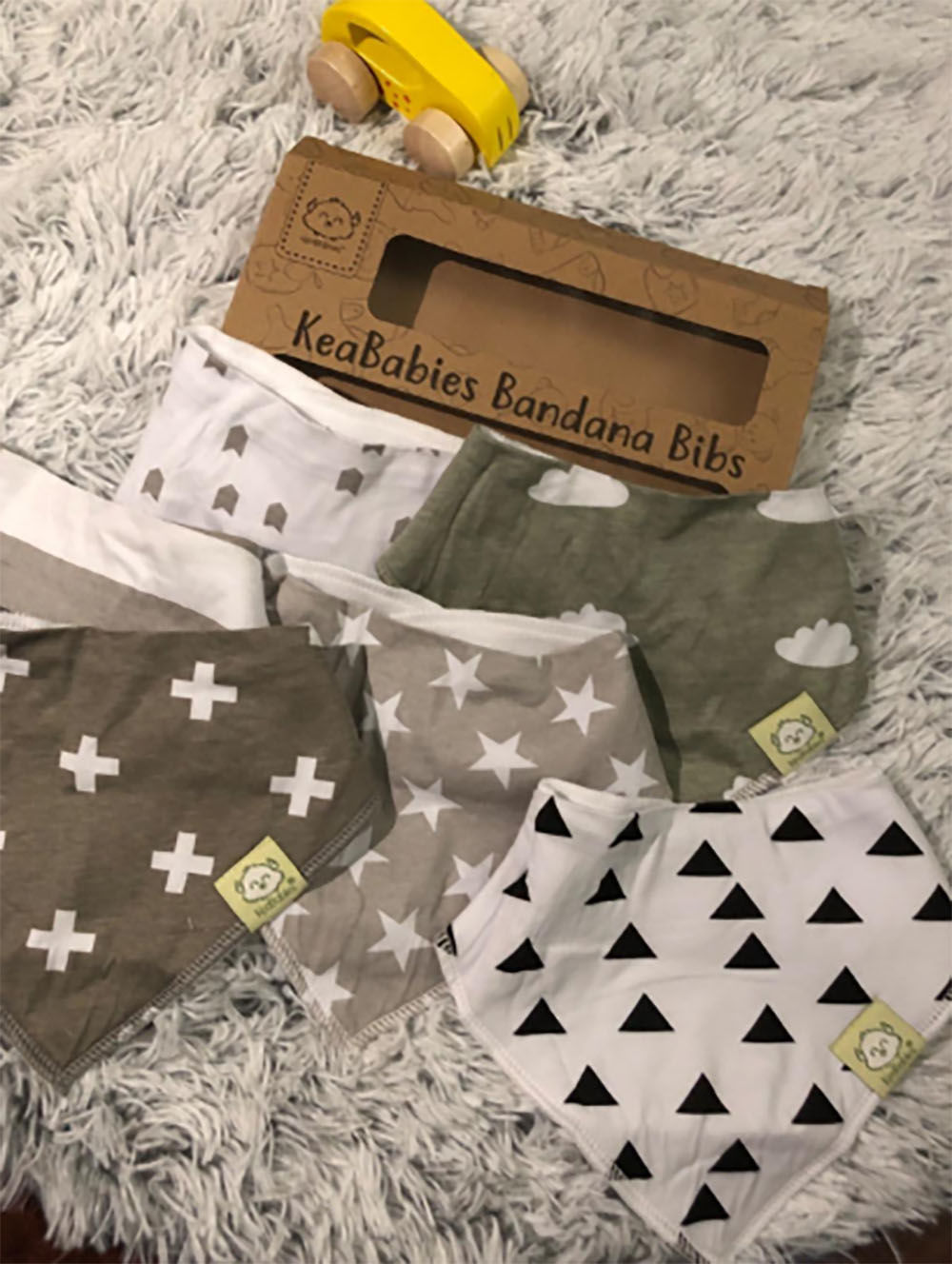 Customer photo review of Organic Baby Bandana Bibs