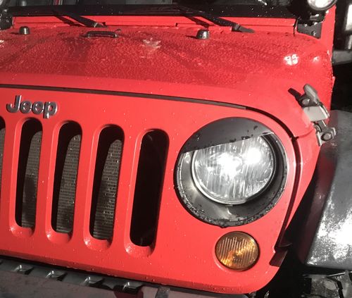 Customer photo review of Black Angry Eyes Head Light Bezels Coverfor 11-18 Jeep Wrangler JK/ JKU