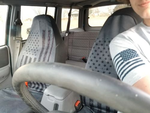 Customer photo review of Black Grunge American Flag Patriotic Universal Fit Car Seat Covers