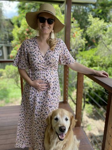 Customer photo review of Harlow Maternity & Nursing Wrap Dress