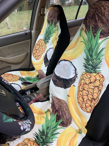 Customer photo review of Tropical Fruits Pattern Print Universal Fit Car Seat Covers