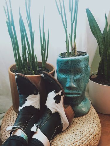 Customer photo review of No.1001 FREEWAY chelsea boot Black + White Fur WOMEN