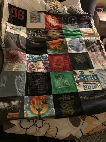 T-shirt quilt with music, concerts themes by Nicole from MA