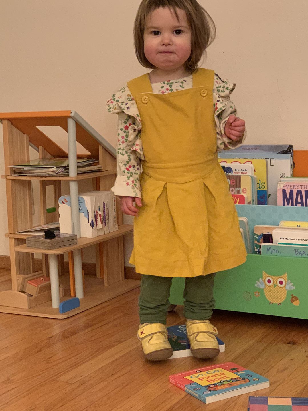 Customer photo review of Gold Pinafore Dress