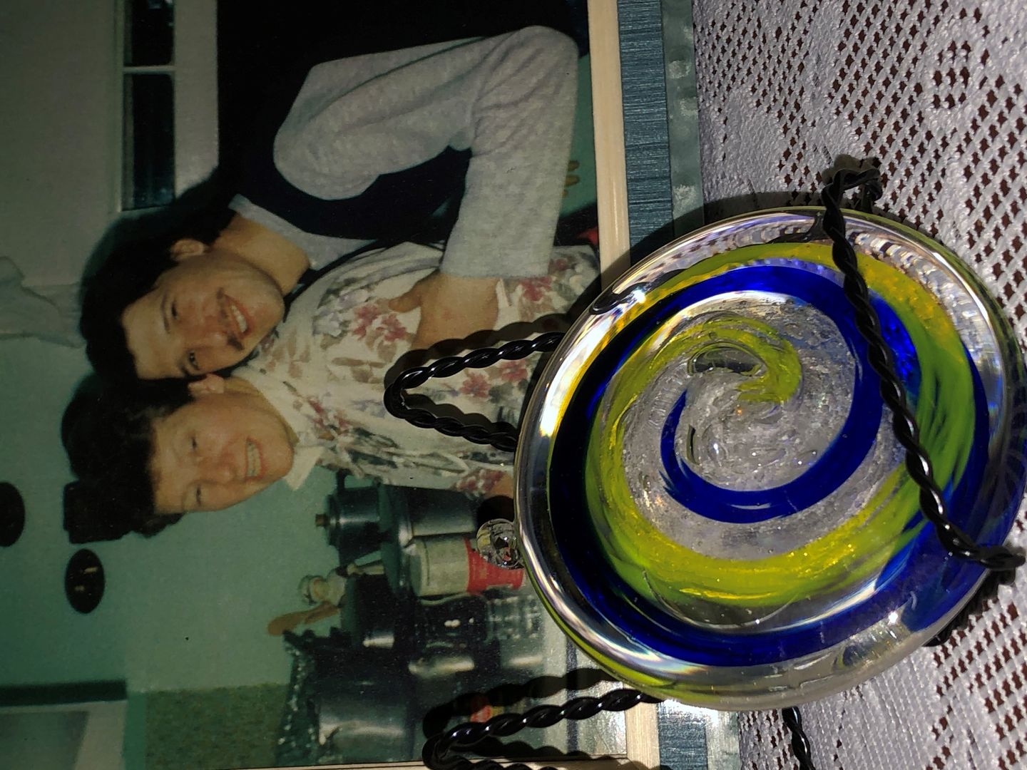 Customer photo review of Glass Suncatcher with Infused Cremation Ash