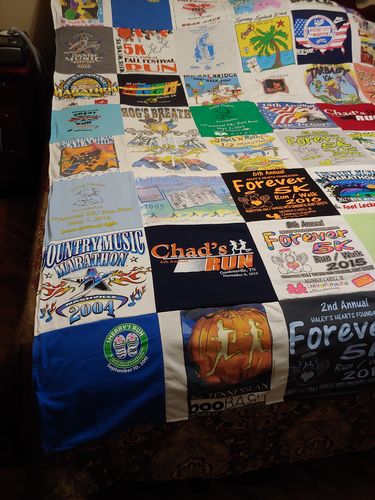 T-shirt quilt with running, marathons themes by Paul from TN