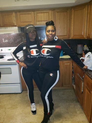 Customer photo review of Logo Embroidery Sweatshirt & Pants Set