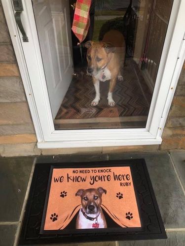 Customer photo review of Custom Dog Doormat