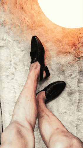 Customer photo review of Mules Slingback Strap - Black Croco Leather with Tassel