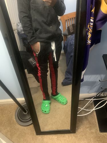 Customer photo review of Zip Pocket Dual Stripe Track Pants Black - Red (M4386PS)
