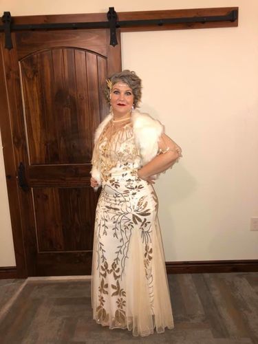 Customer photo review of 1920ER APRIKOSE PAILLETTEN MAXIKLEID
