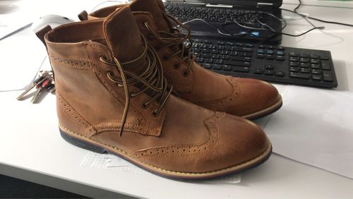 Customer photo review of Vintage Brogue College Style Mens Boots