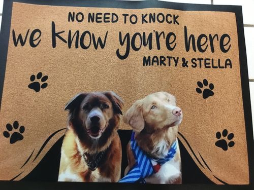 Customer photo review of Custom Dog Doormat