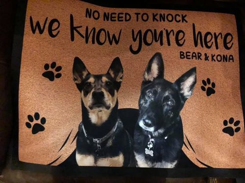 Customer photo review of Custom Dog Doormat