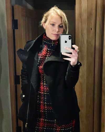 long sleeve frayed hem tweed dress