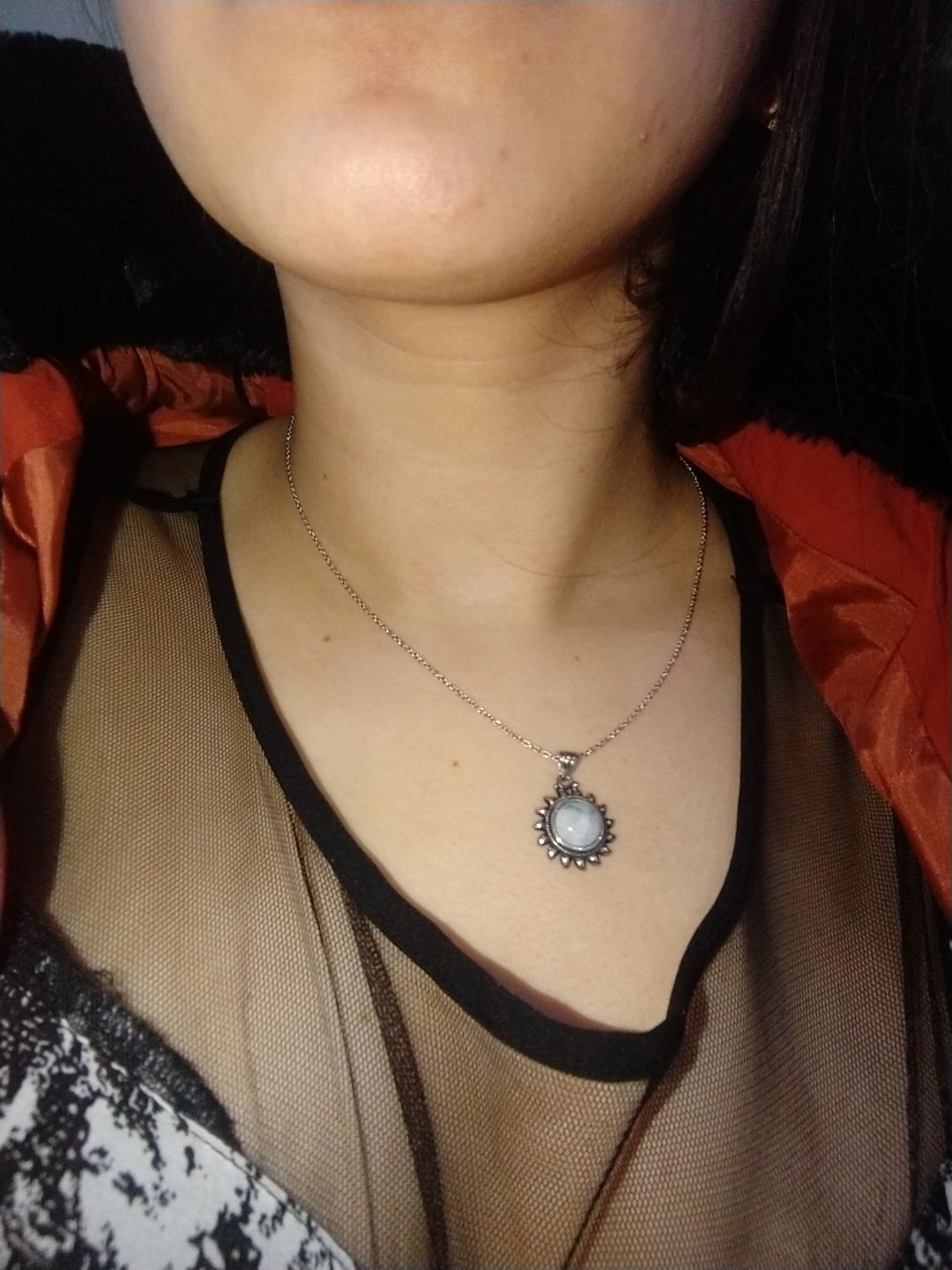 Customer photo review of 925 Sterling Silver & Natural Moonstone Sunshine Necklace