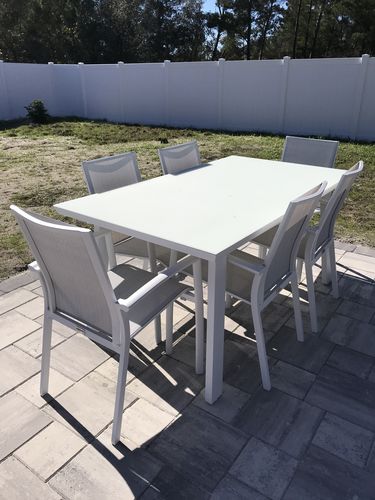 Customer photo review of Juno 7 Piece Outdoor Dining Table Set in White