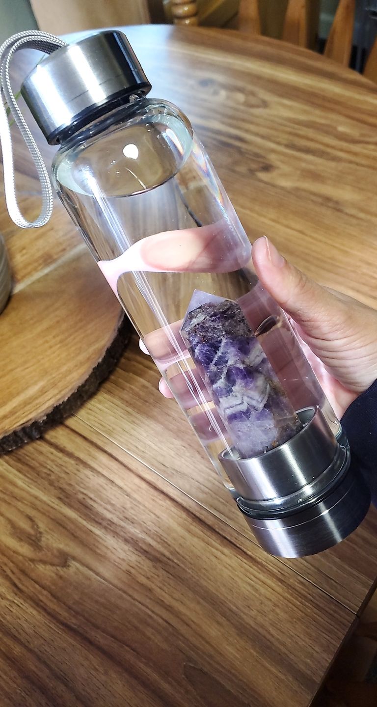 Customer photo review of Crystal Wand Water Bottle + Protective Sleeve (Stainless Steel)
