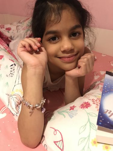 Customer photo review of Children's 'Purple Princess 7th Birthday' Silver Plated Charm Bead Bracelet
