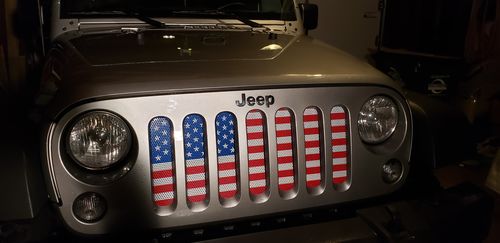 Customer photo review of US Flag Mesh Grille Insert for 07-18 Jeep Wrangler JK/ JKU