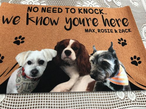 Customer photo review of Custom Dog Doormat