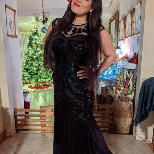 Customer photo review of SCHWARZ 1920ER PAILLETTEN MAXI FLAPPER KLEID