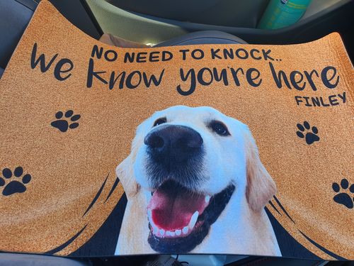 Customer photo review of Custom Dog Doormat