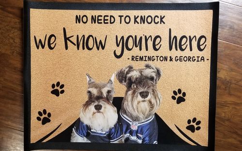 Customer photo review of Custom Dog Doormat