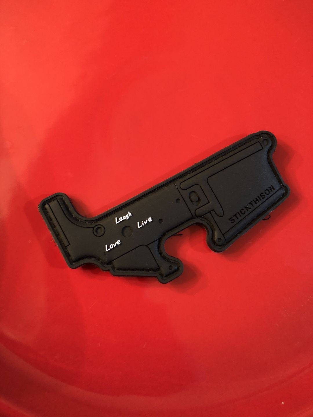 Customer photo review of Live Laugh Love Morale Patch