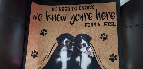 Customer photo review of Custom Dog Doormat