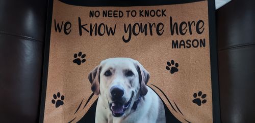 Customer photo review of Custom Dog Doormat