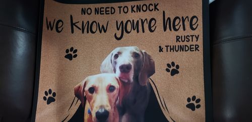 Customer photo review of Custom Dog Doormat