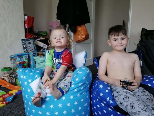 Customer photo review of Personalised Royal Star And Navy Bean Bag Chair