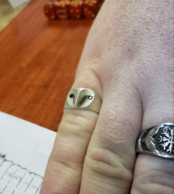 Customer photo review of Black Diamond Owl Ring