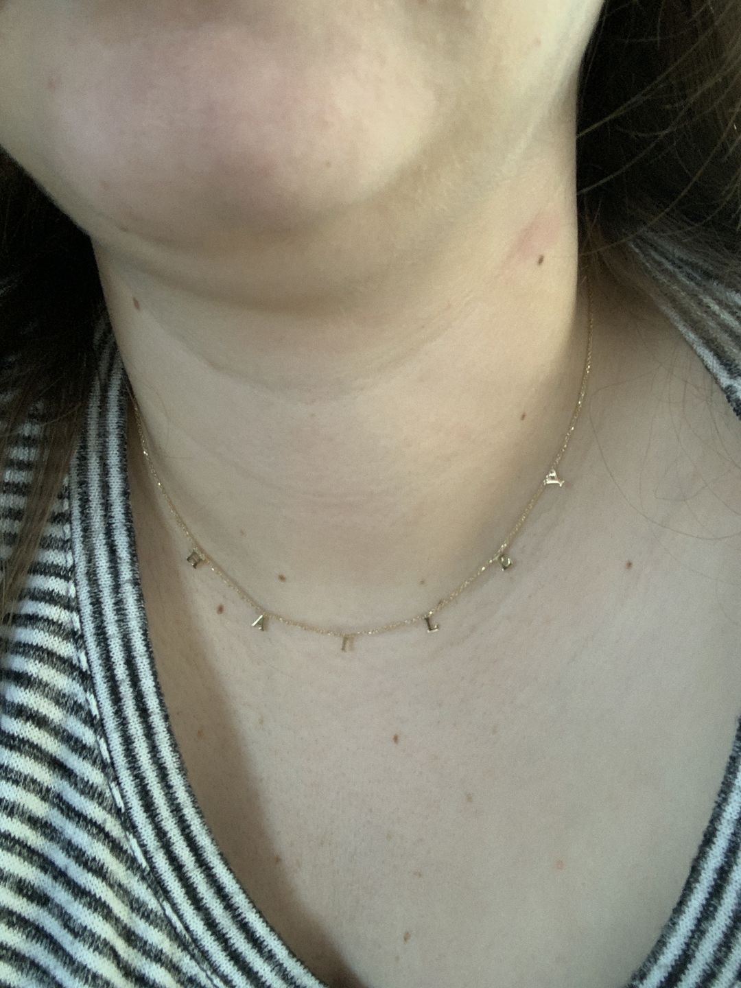 Customer photo review of Dainty Letter Name Necklace
