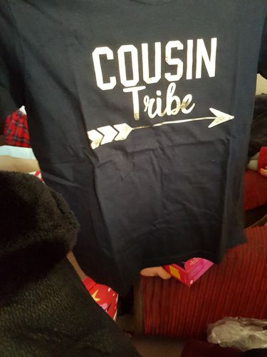 Customer photo review of Personalised Numbered Cousin Tribe Tees (MRK X)