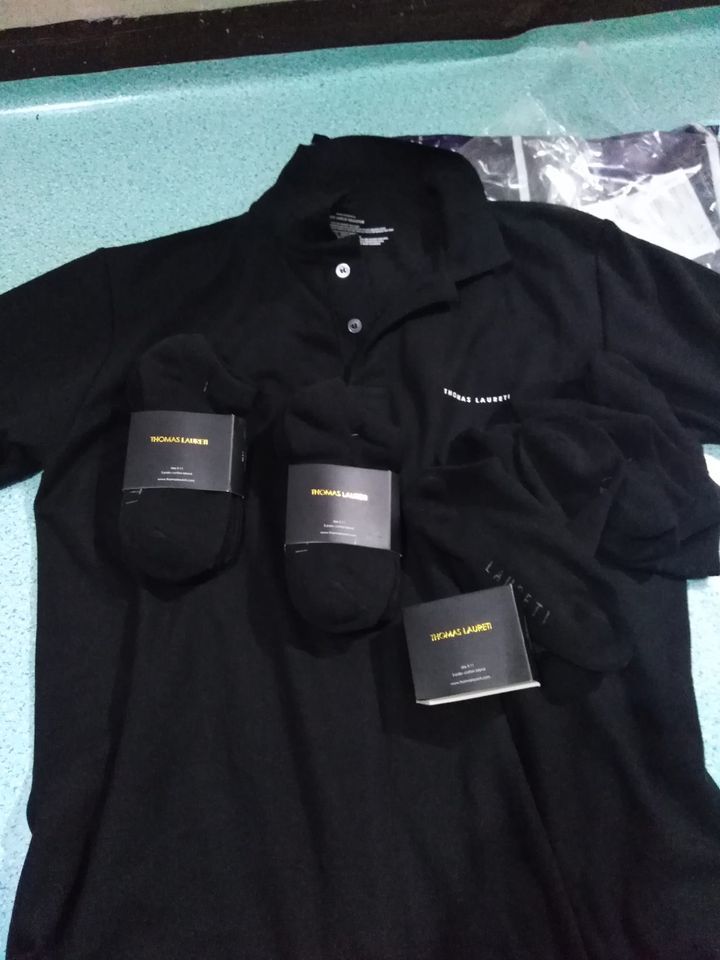 Customer photo review of Men's Thomas Laureti Black Polo Shirt