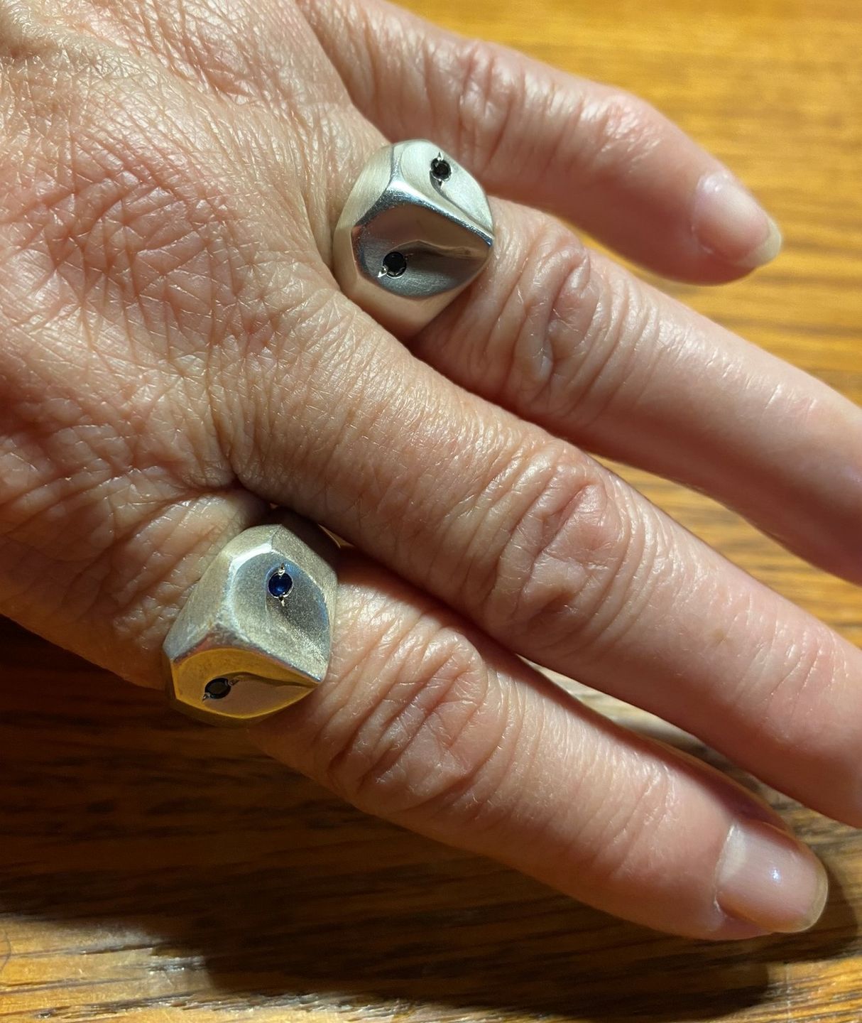 Customer photo review of Black Diamond Owl Ring