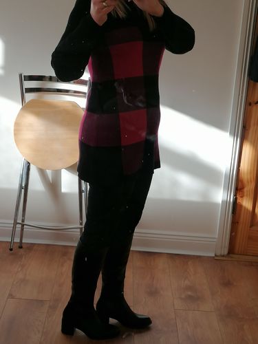Customer photo review of Danielle Black Knee-High Boots