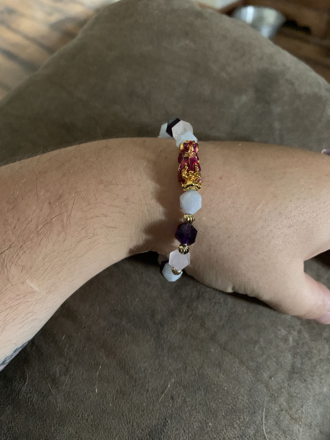 Customer photo review of Wealth Pixiu Charm in Natural Amethyst Bracelet